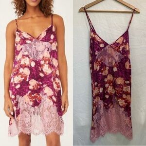 NWT Intimately Free People Sunfade Floral Print Lace Slip Dress Size Medium